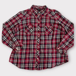 Torrid Women’s Shirt Plus US Size 1X Button Up Flannel Plaid Cowgirl Western